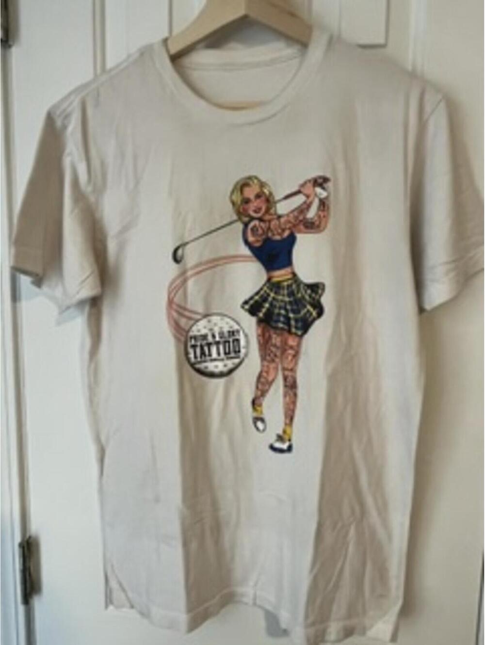 Pride & Glory Tattoo Graphic T-Shirt Cream Short Sleeve Size M